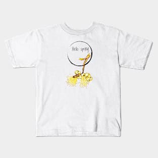 Hello spring - yellow flower Kids T-Shirt